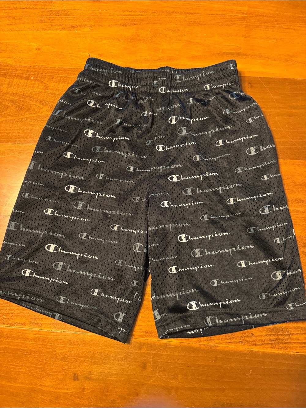 Champion Black Logo-Print Mesh Shorts for Kids